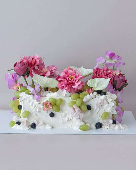 Purple Fuchsia Floral Slab Sheet Cake in Melbourne - Bel Bear Bakes