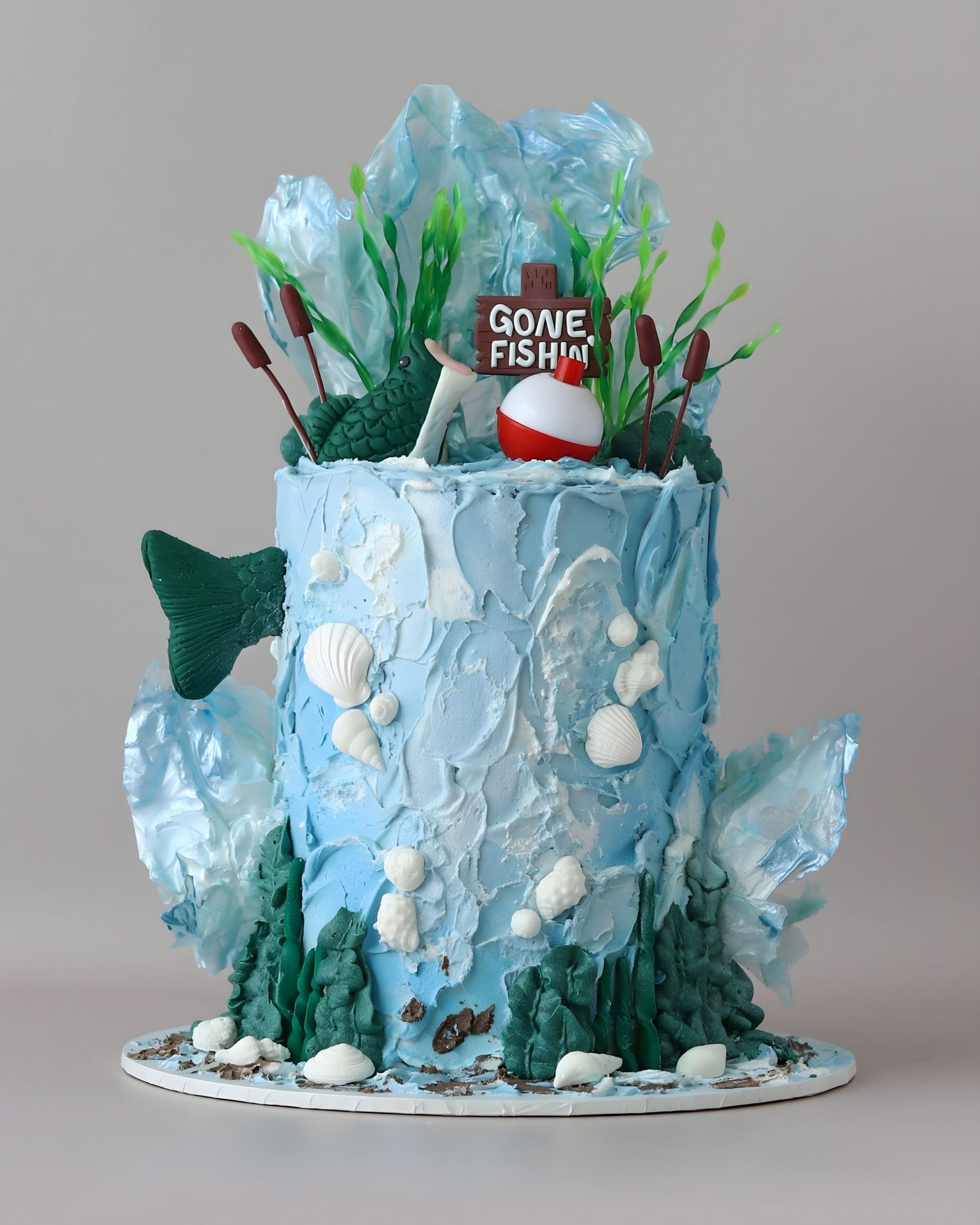 Fishing theme celebration cake - Bel Bear Bakes