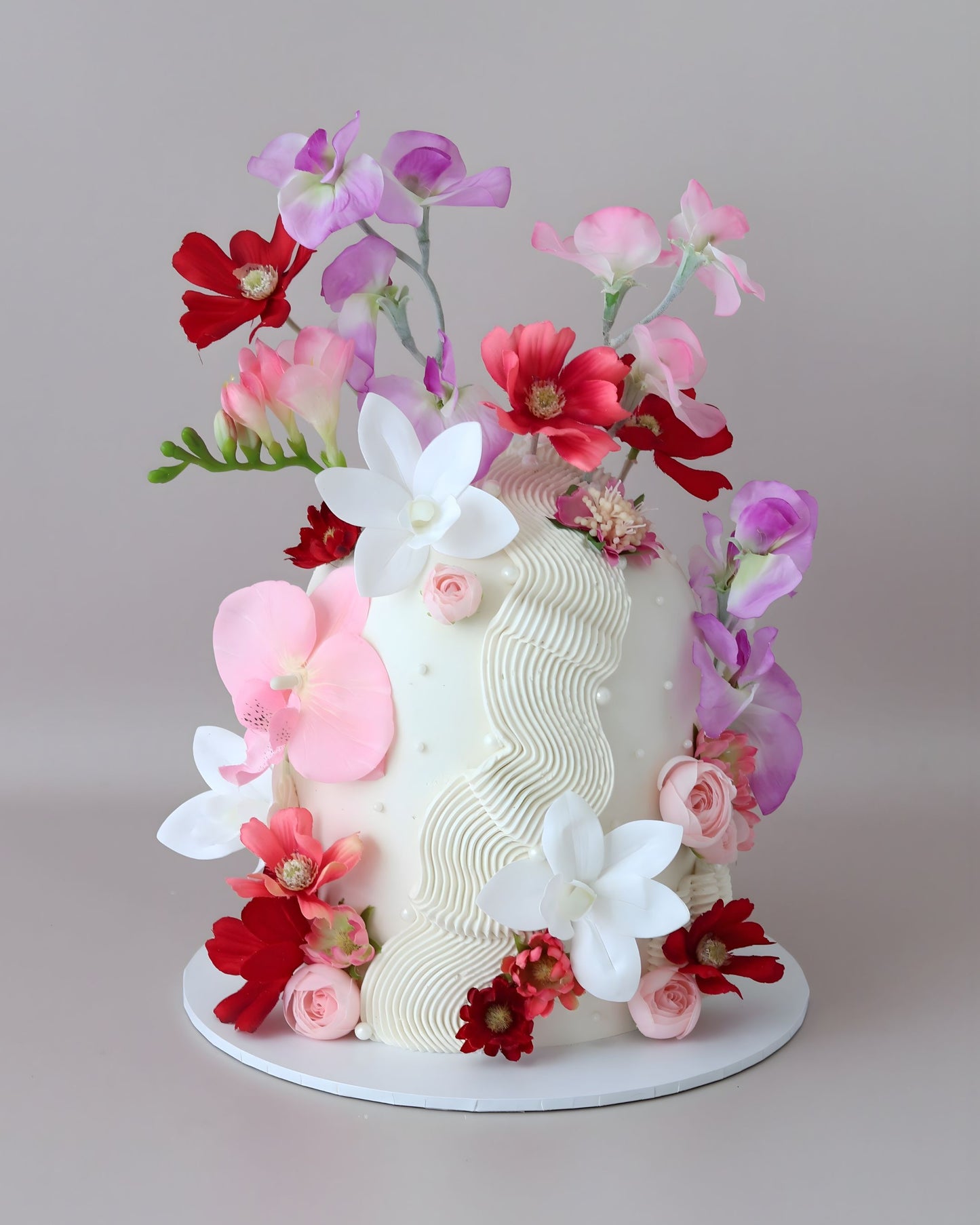 Pink, Red & Purple Floral Dome Cake - Bel Bear Bakes