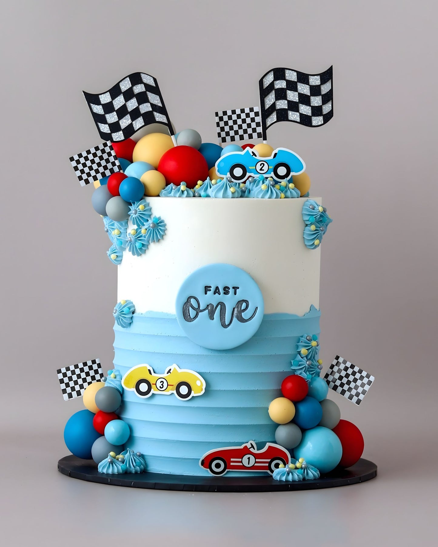 Racecars themed celebration cake - Bel Bear Bakes