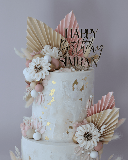 Acrylic Custom Name Happy Birthday Topper (more colours) Bel Bear Bakes