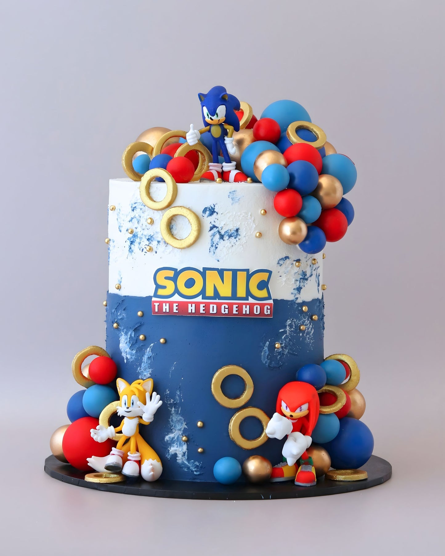 Blue and White Sonic Character Cake - Bel Bear Bakes