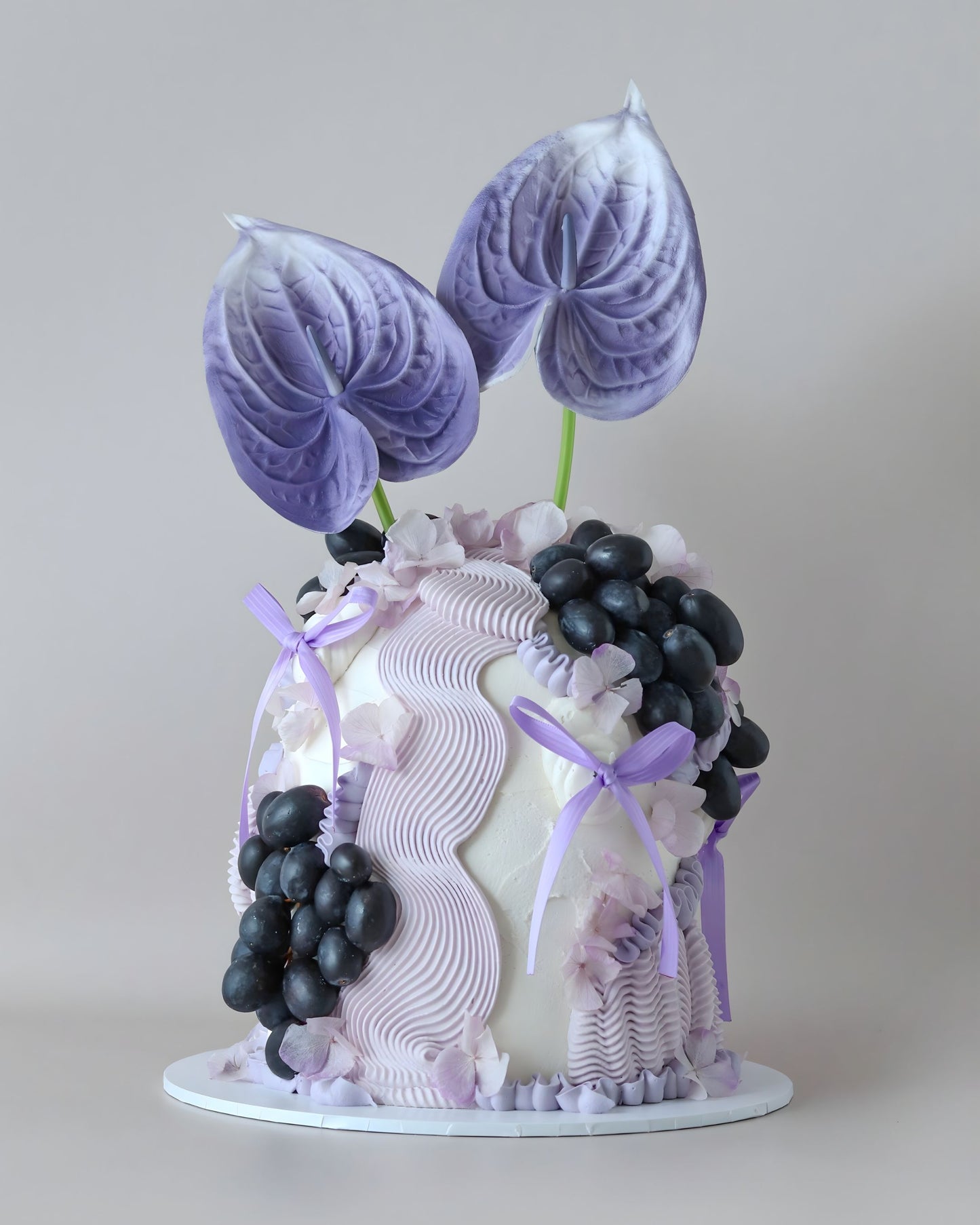 Purple Floral & Fresh Fruit Dome Cake - Bel Bear Bakes