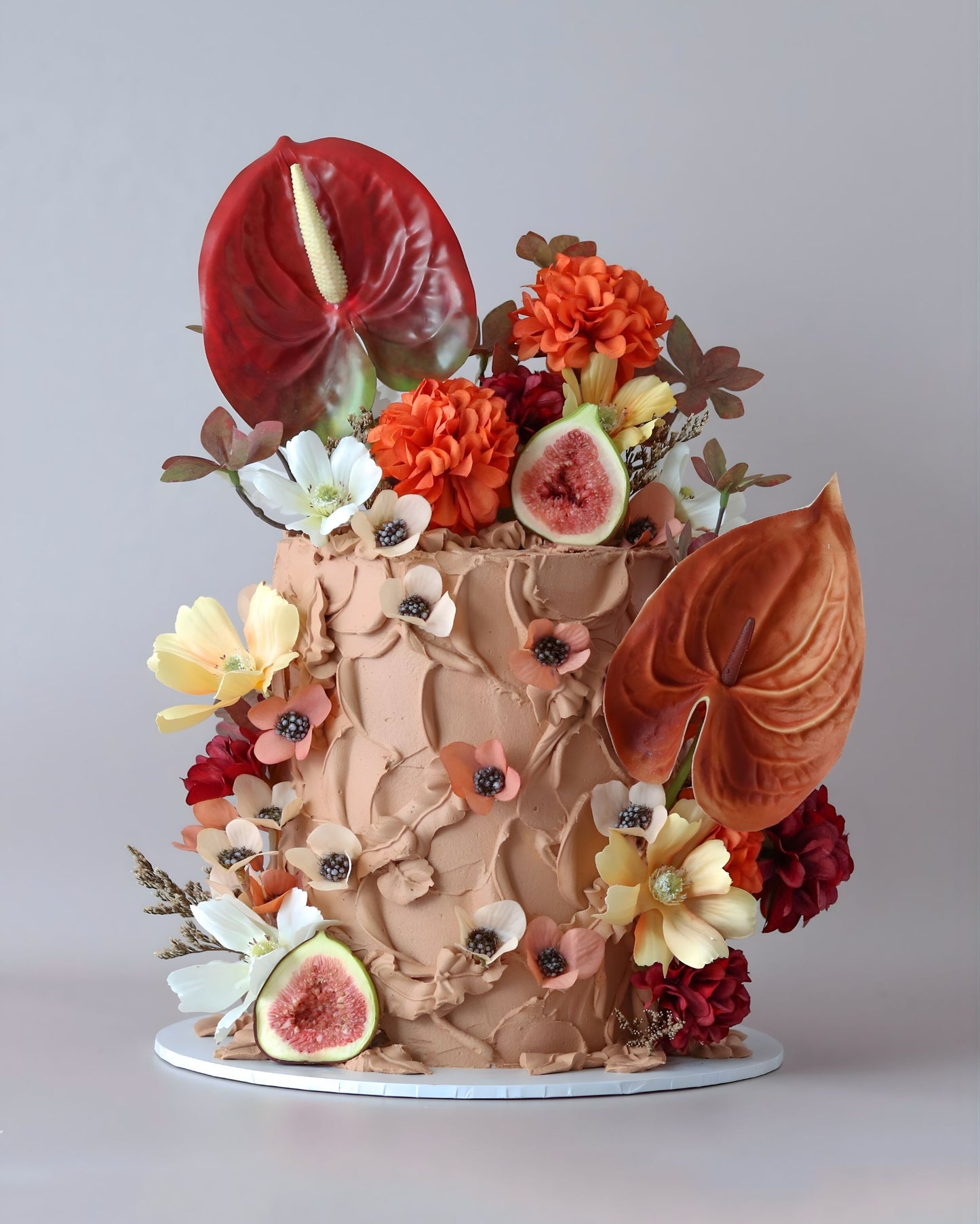 Terracotta Autumn Floral Celebration Cake - Bel Bear Bakes