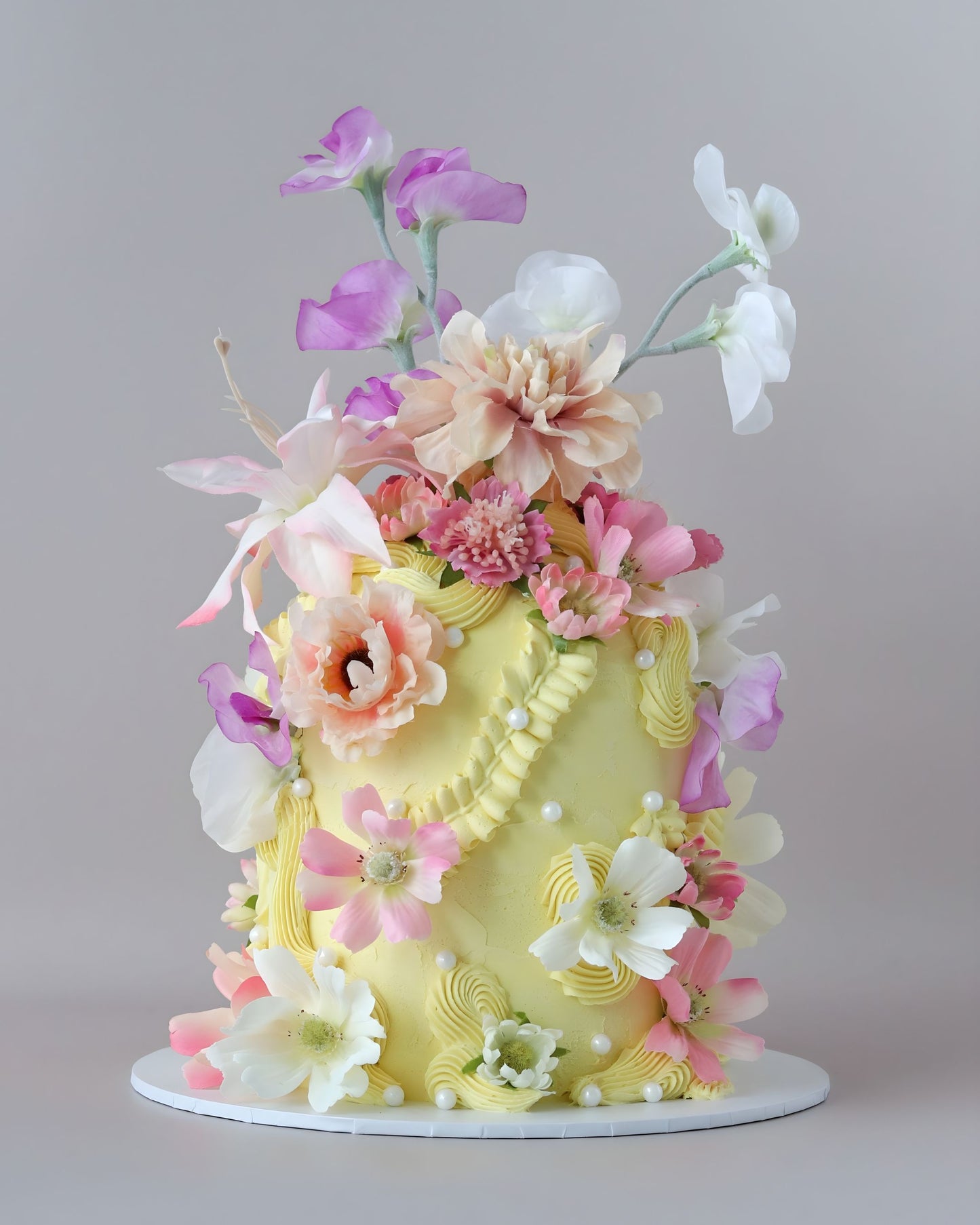 Yellow Floral Pastels Dome Celebration Cake - Bel Bear Bakes