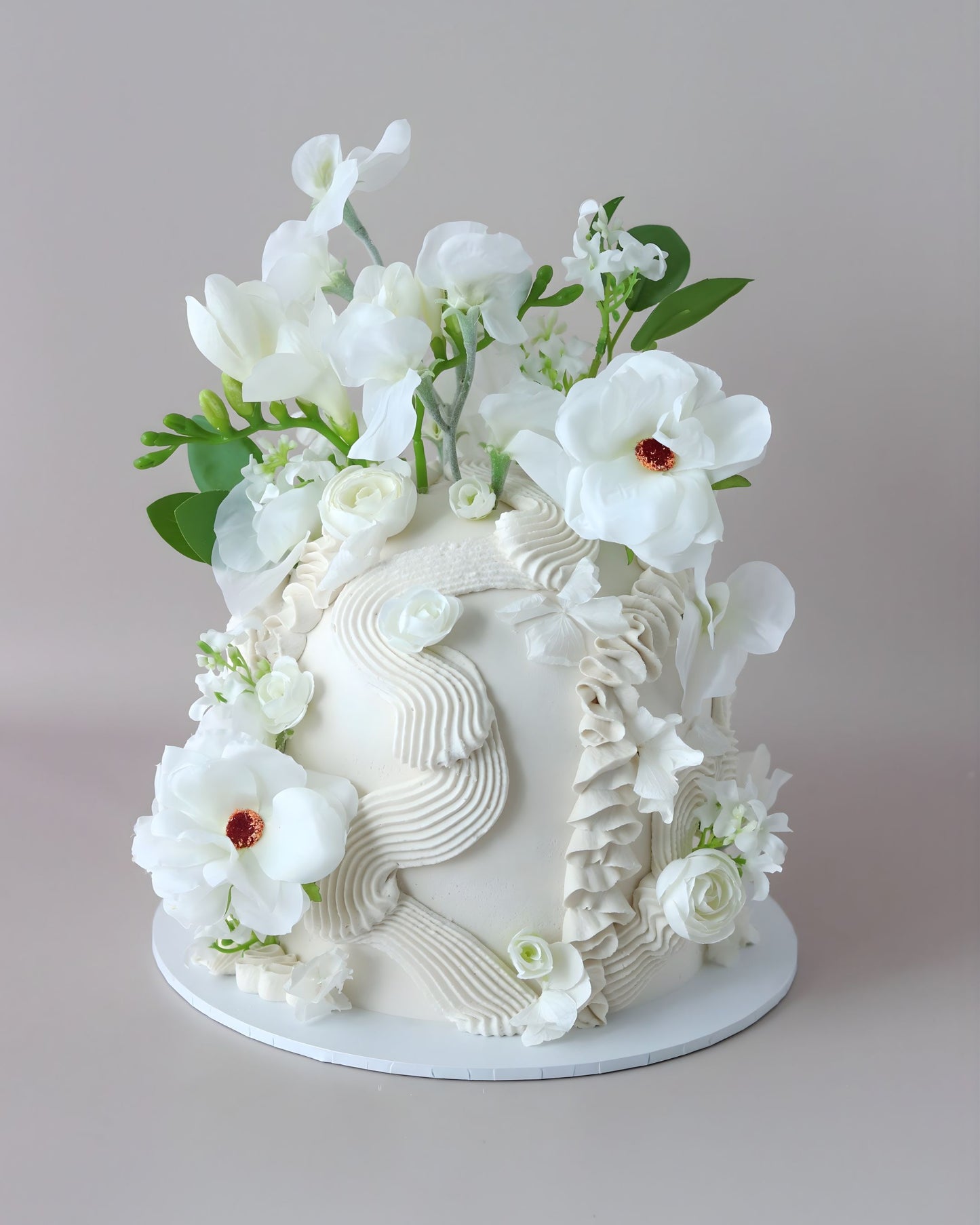 White Floral Dome Wedding Cake - Bel Bear Bakes