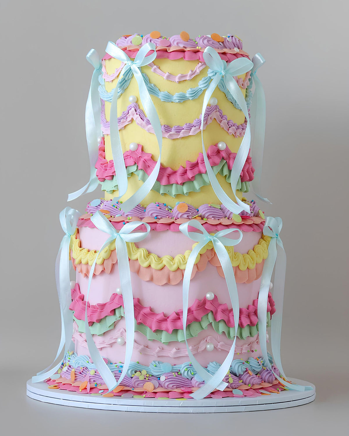 Rainbow Lambeth Party Cake - Bel Bear Bakes