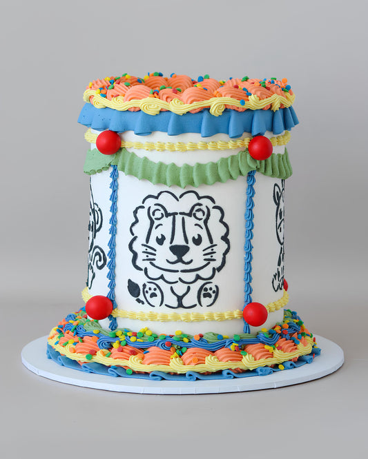 Colourful Retro Animal Party Cake - Bel Bear Bakes