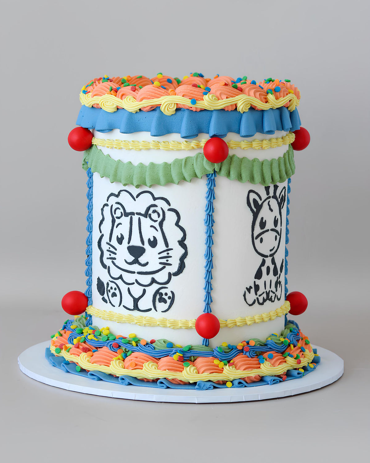 Colourful Retro Animal Party Cake - Bel Bear Bakes