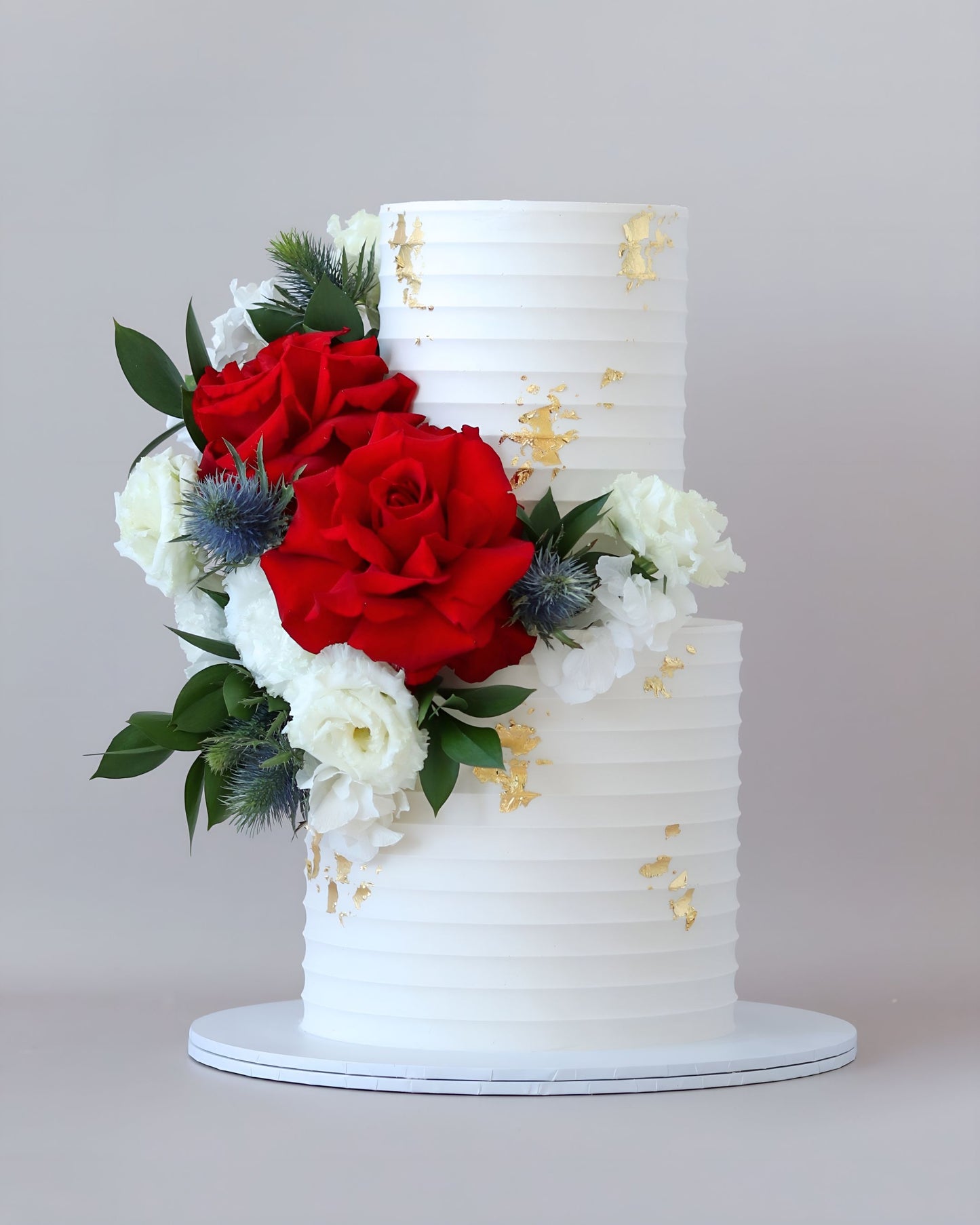 Red and White Floral Wedding Cake - Bel Bear Bakes