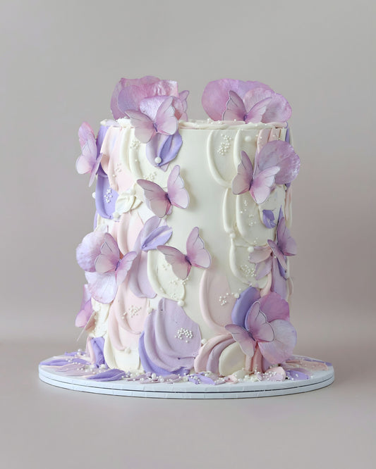 Pink and Purple Texture Butterfly Cake - Bel Bear Bakes