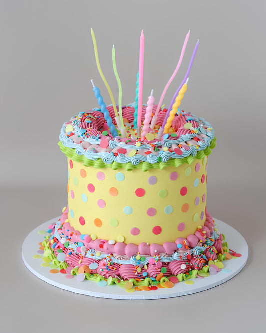 Retro colourful rainbow confetti party cake - Pel Bear bakes