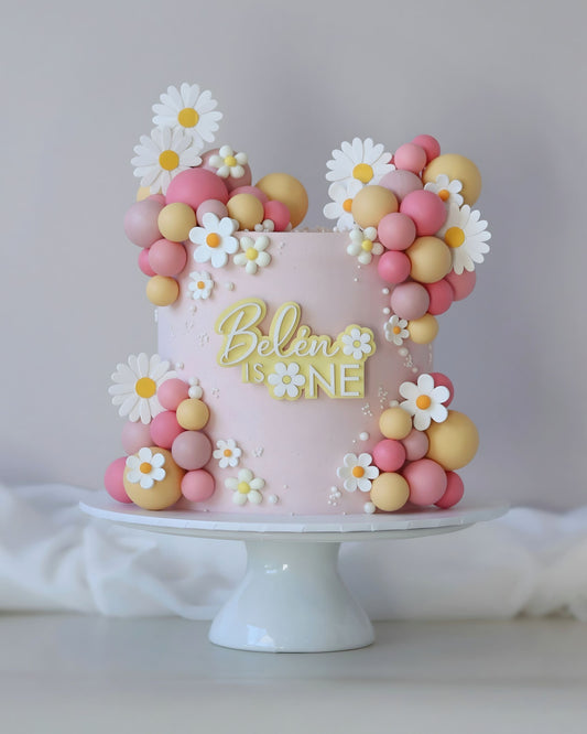 Acrylic Daisy Custom Name & Age Plaque/Topper (pink or yellow)