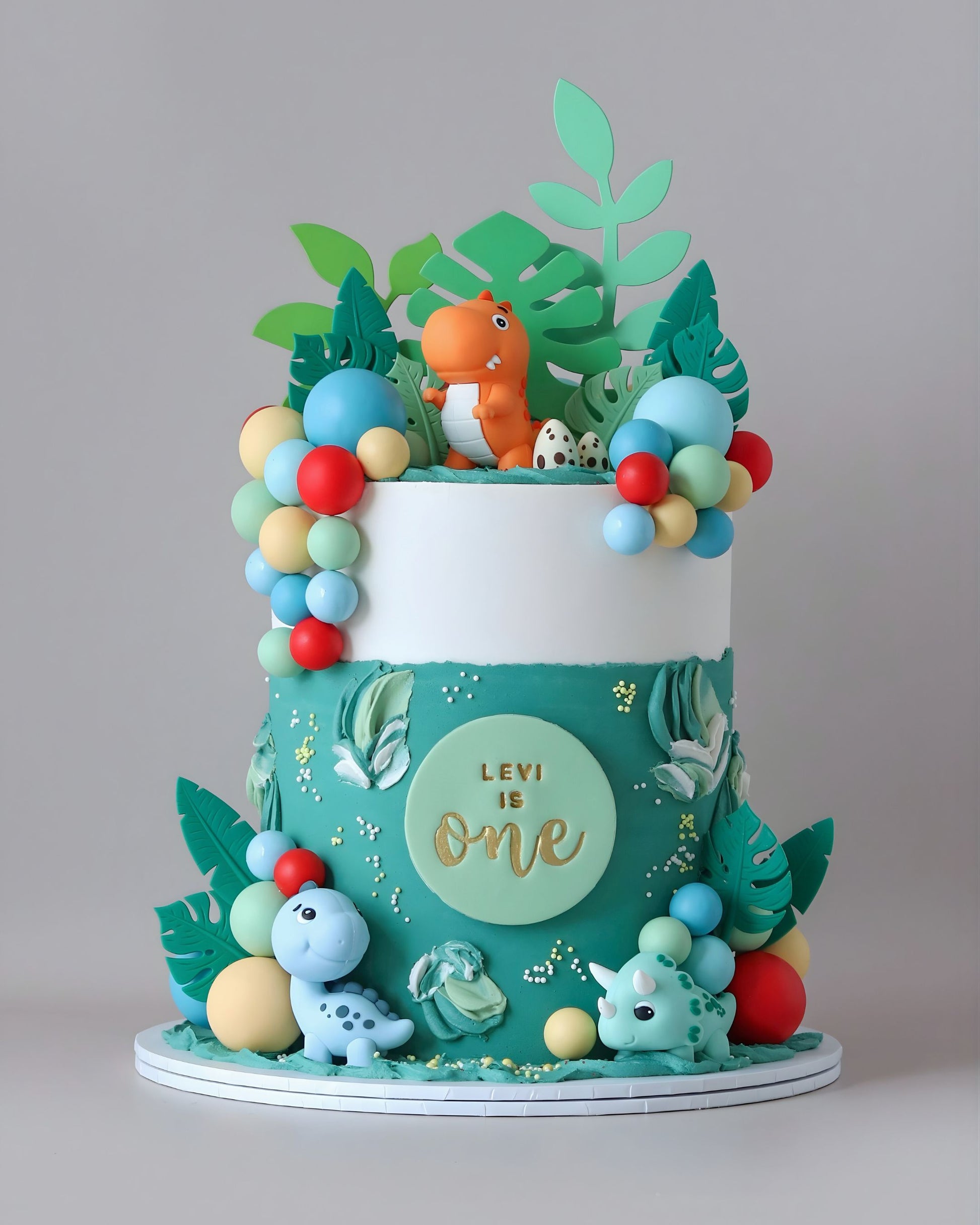 Colourful Dinosaur Theme Celebration Cakes - Bel Bear Bakes