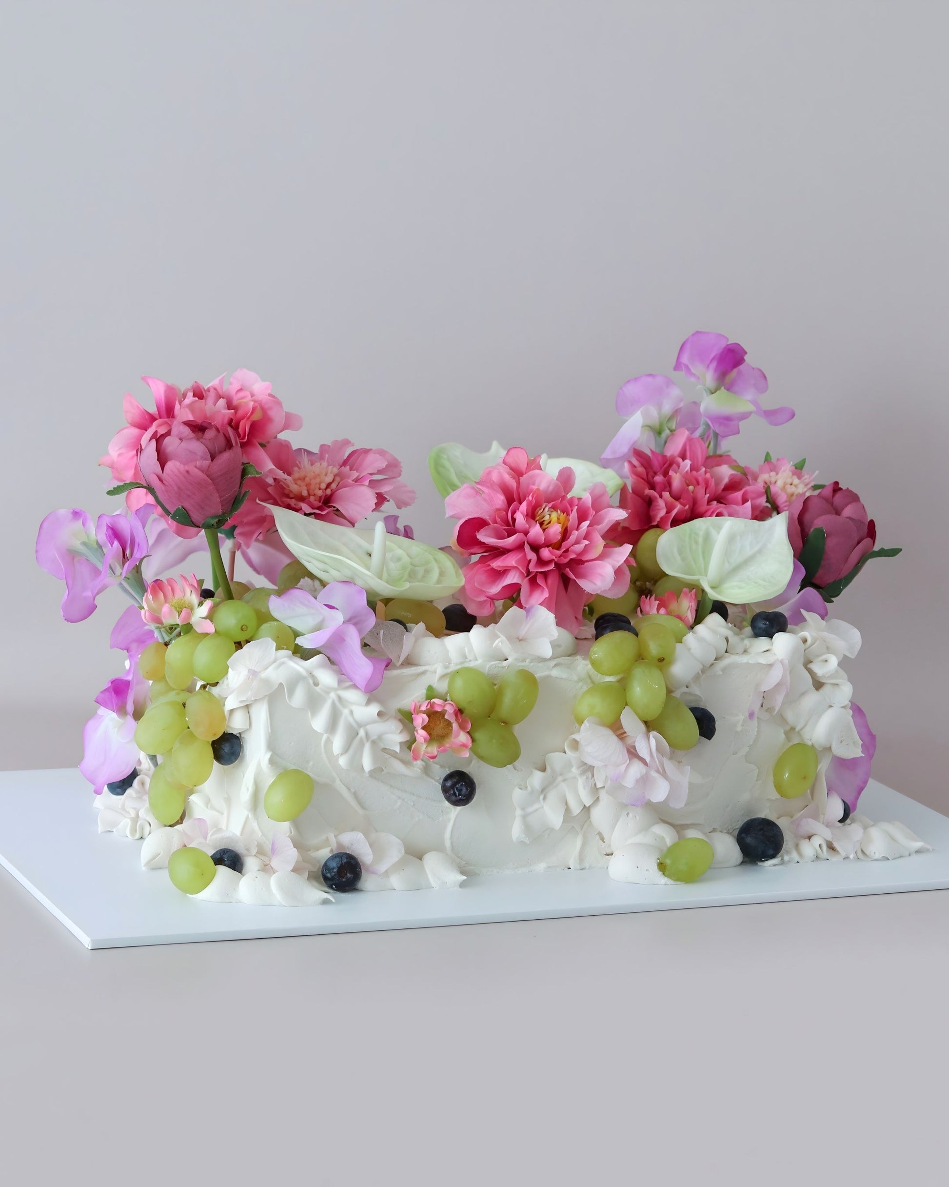 Purple Fuchsia Floral Slab Sheet Cake in Melbourne - Bel Bear Bakes