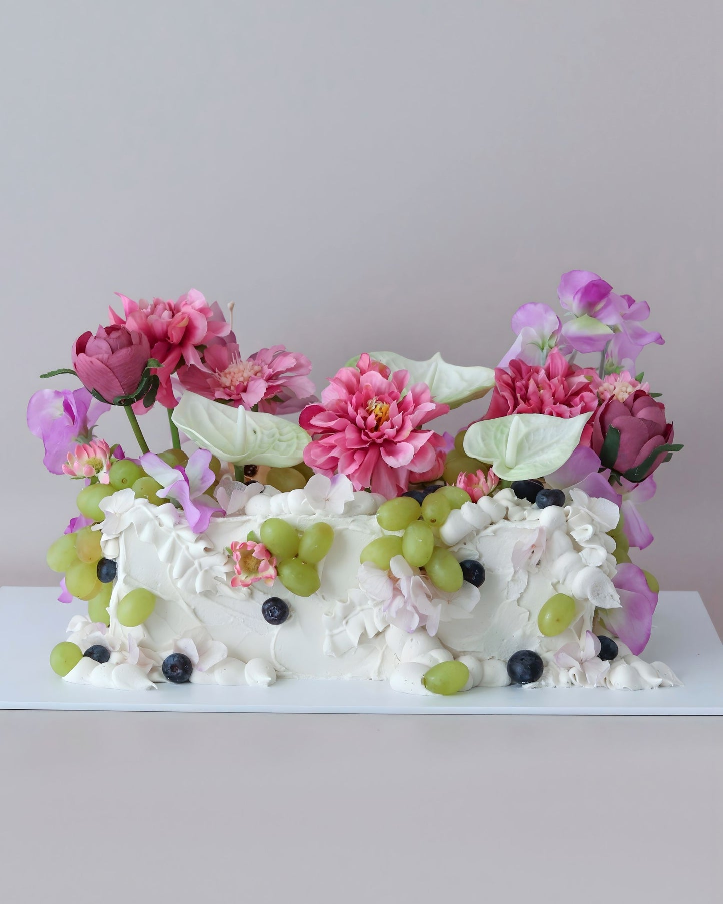 Purple Fuchsia Floral Slab Sheet Cake in Melbourne - Bel Bear Bakes
