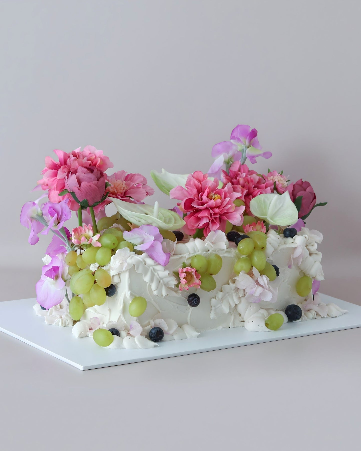 Purple Fuchsia Floral Slab Sheet Cake in Melbourne - Bel Bear Bakes