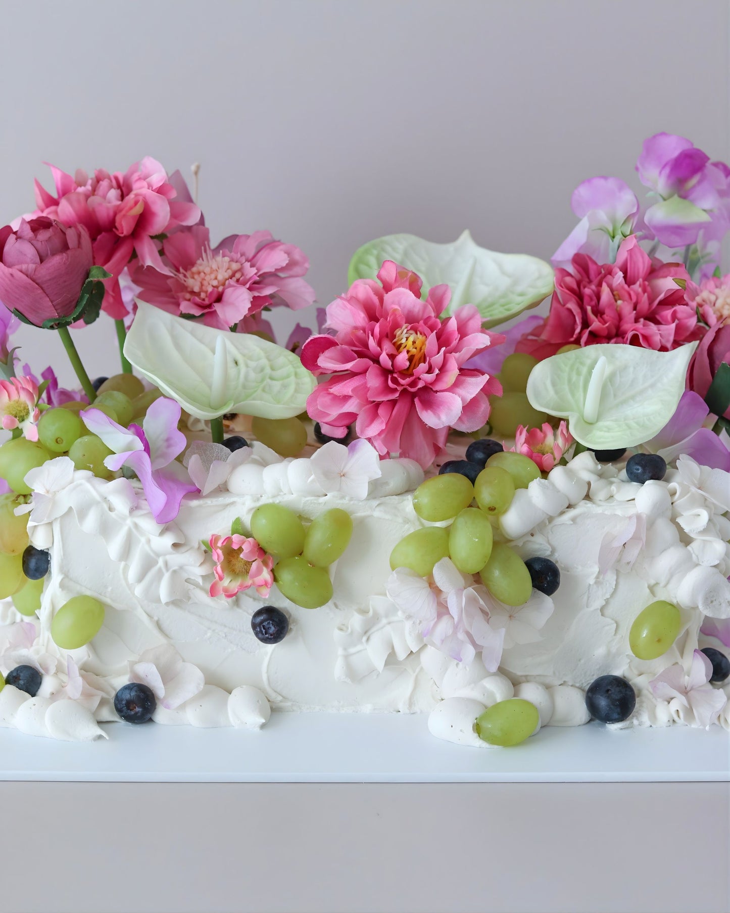 Purple Fuchsia Floral Slab Sheet Cake in Melbourne - Bel Bear Bakes