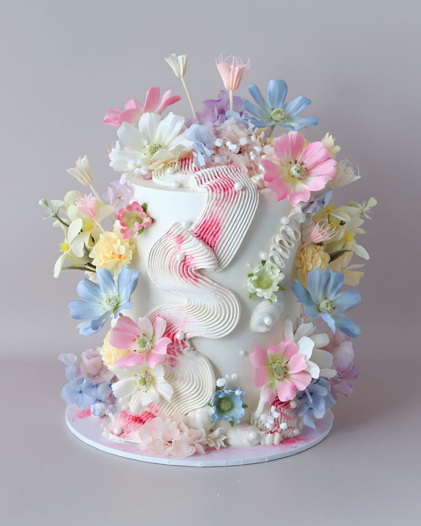 Pastel Squiggle Floral Fantasy Celebration Cake - Bel Bear Bakes