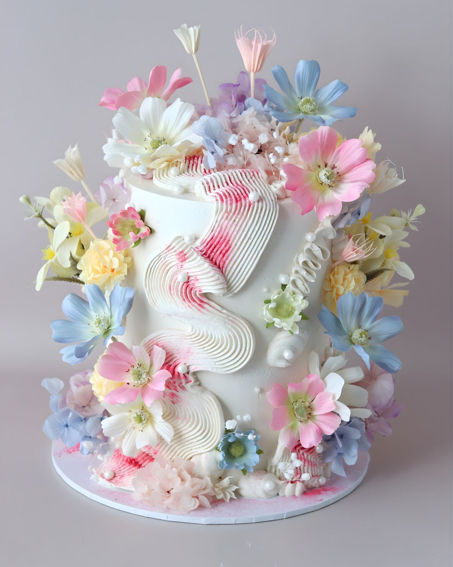 Pastel Squiggle Floral Fantasy Celebration Cake - Bel Bear Bakes