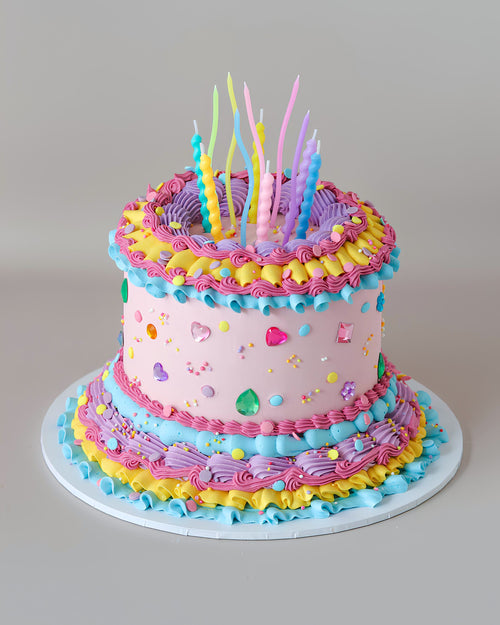 Colourful Sprinkle & Gem Vintage Party Cake - Bel Bear Bakes
