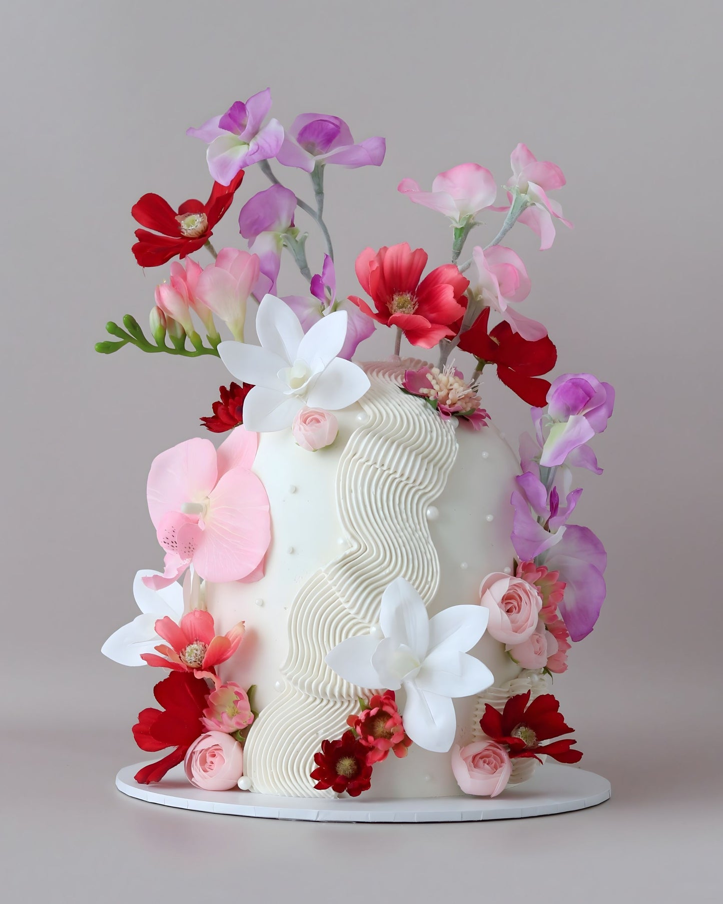 Pink, Red & Purple Floral Dome Cake - Bel Bear Bakes