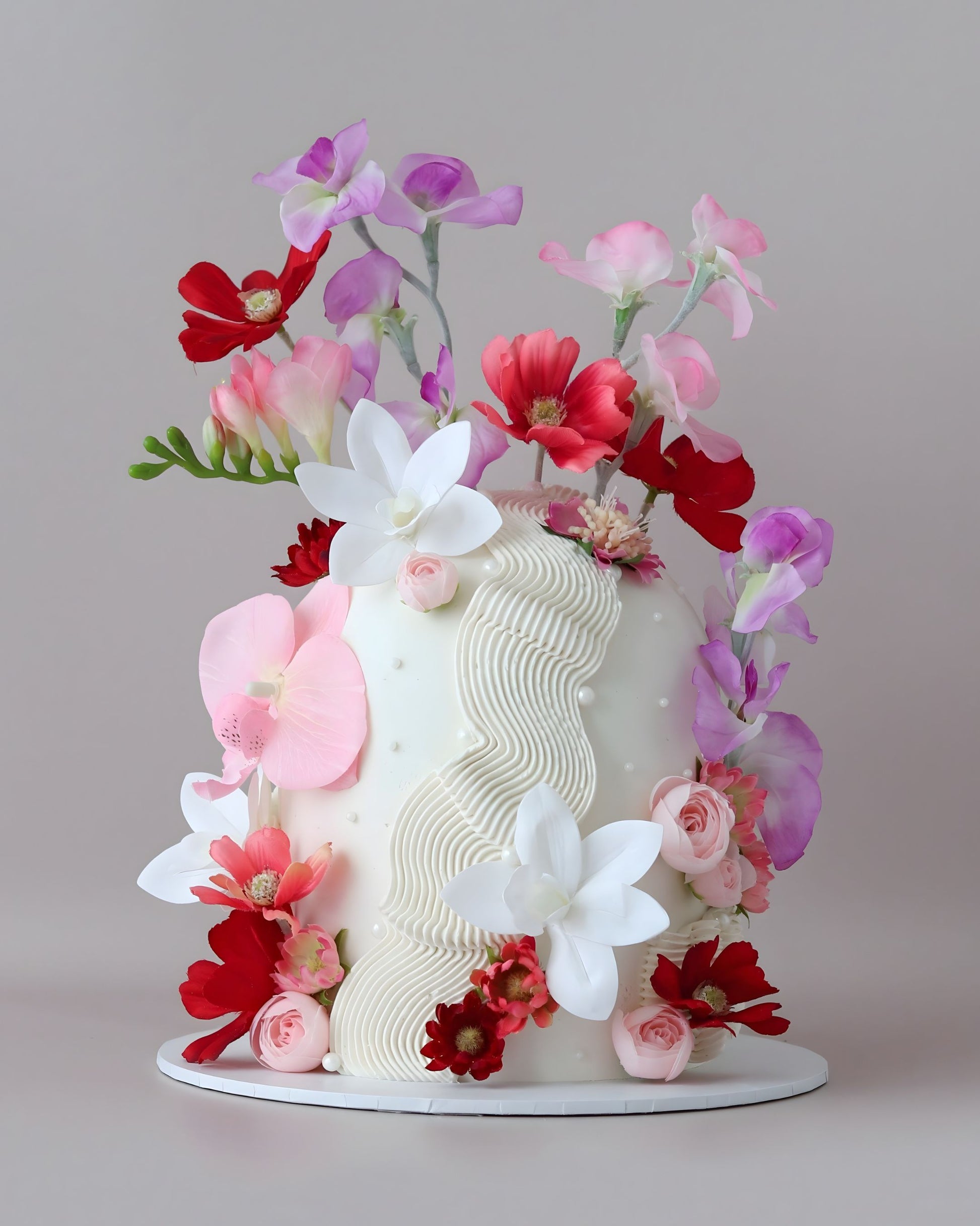 Pink, Red & Purple Floral Dome Cake - Bel Bear Bakes