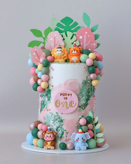 Pink Jungle Party Cake - Bel Bear Bakes