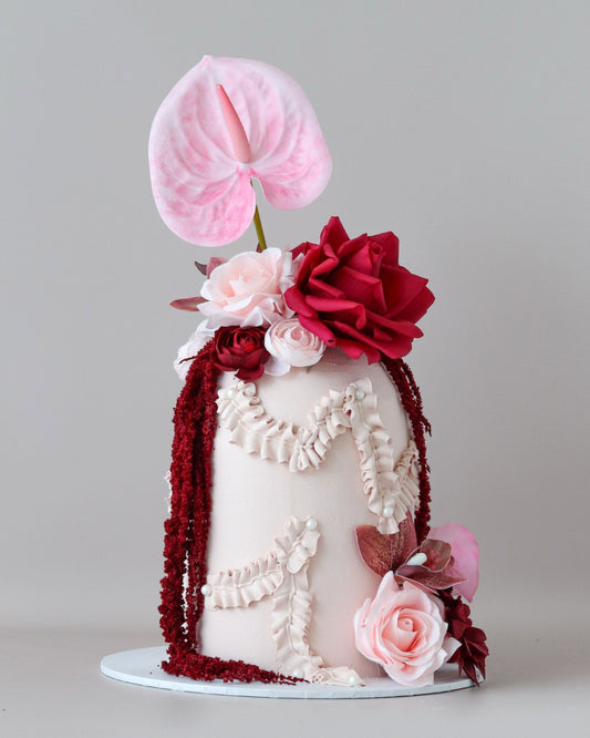 Pink and Burgundy Floral Dome Cake - Bel Bear Bakes