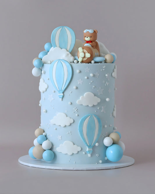 Pilot Balloon Bear Theme Celebration Cake - Bel Bear Bakes
