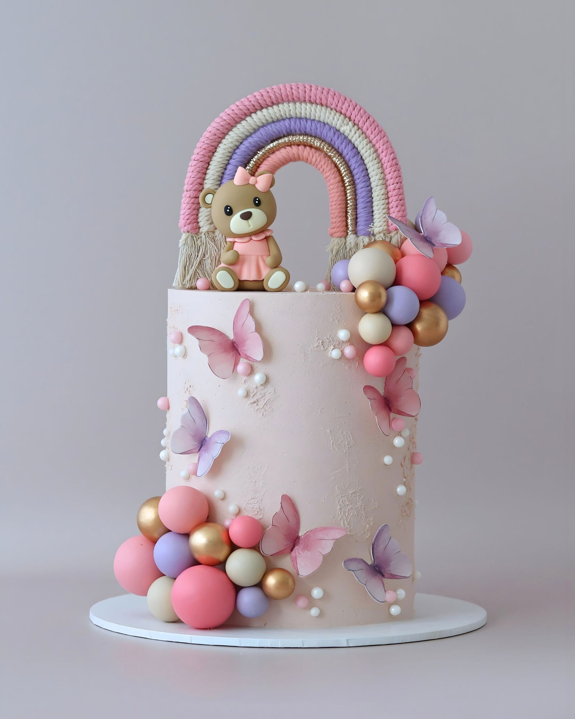 Rainbow Bear Theme Cake - Bel Bear Bakes