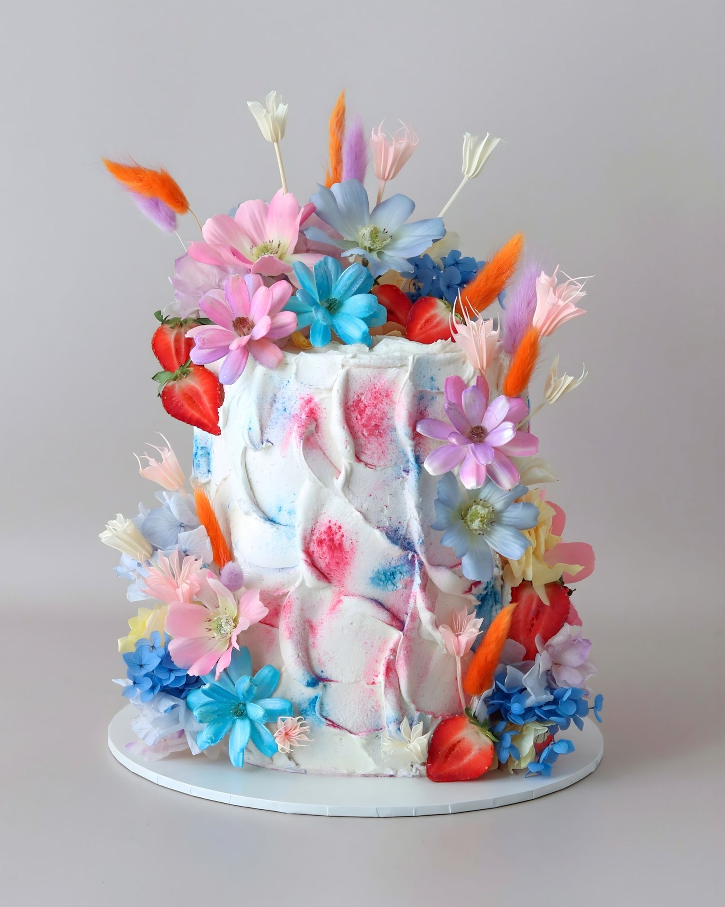 Colourful Rainbow Floral Celebration Cake - Bel Bear Bakes