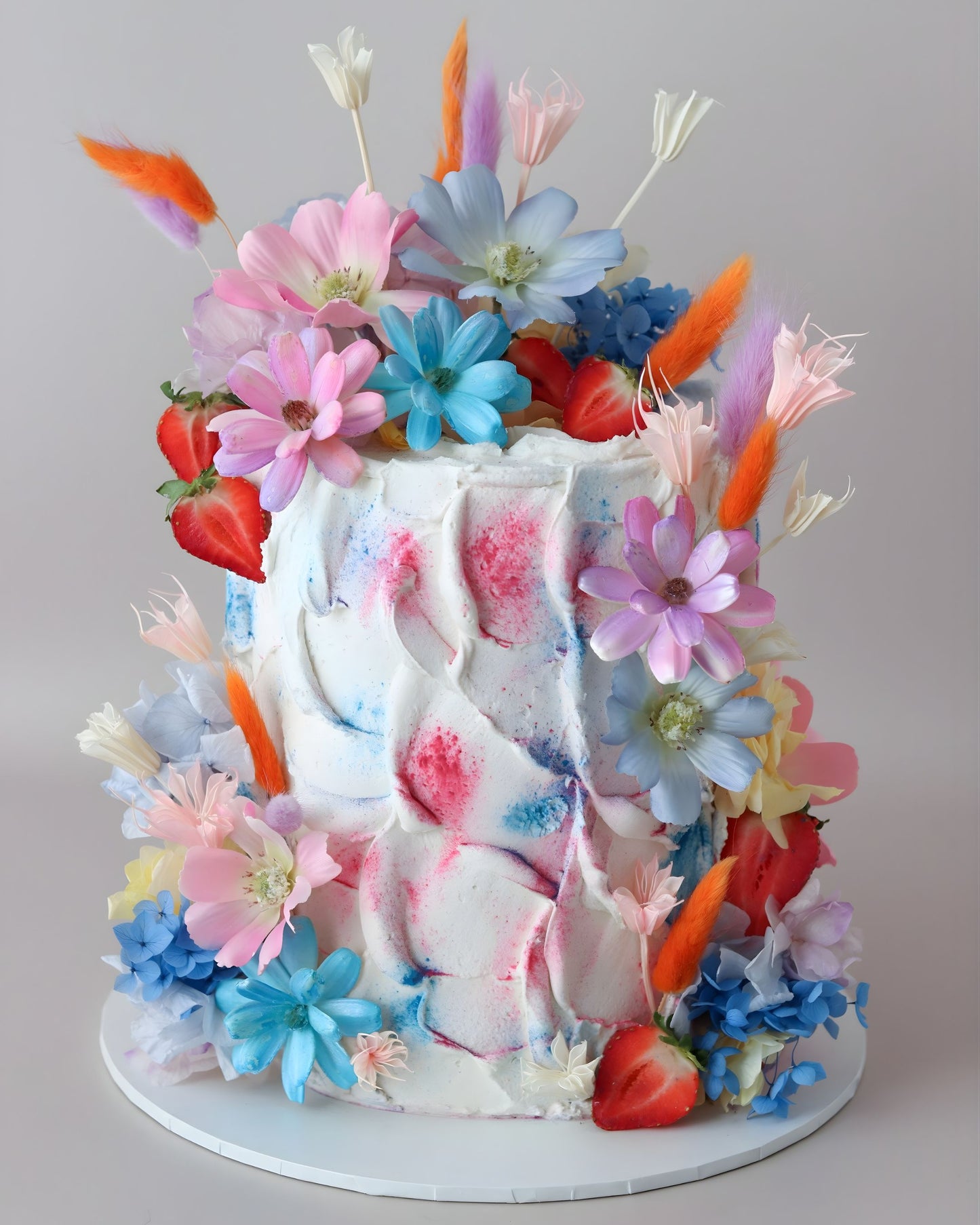 Colourful Rainbow Floral Celebration Cake - Bel Bear Bakes