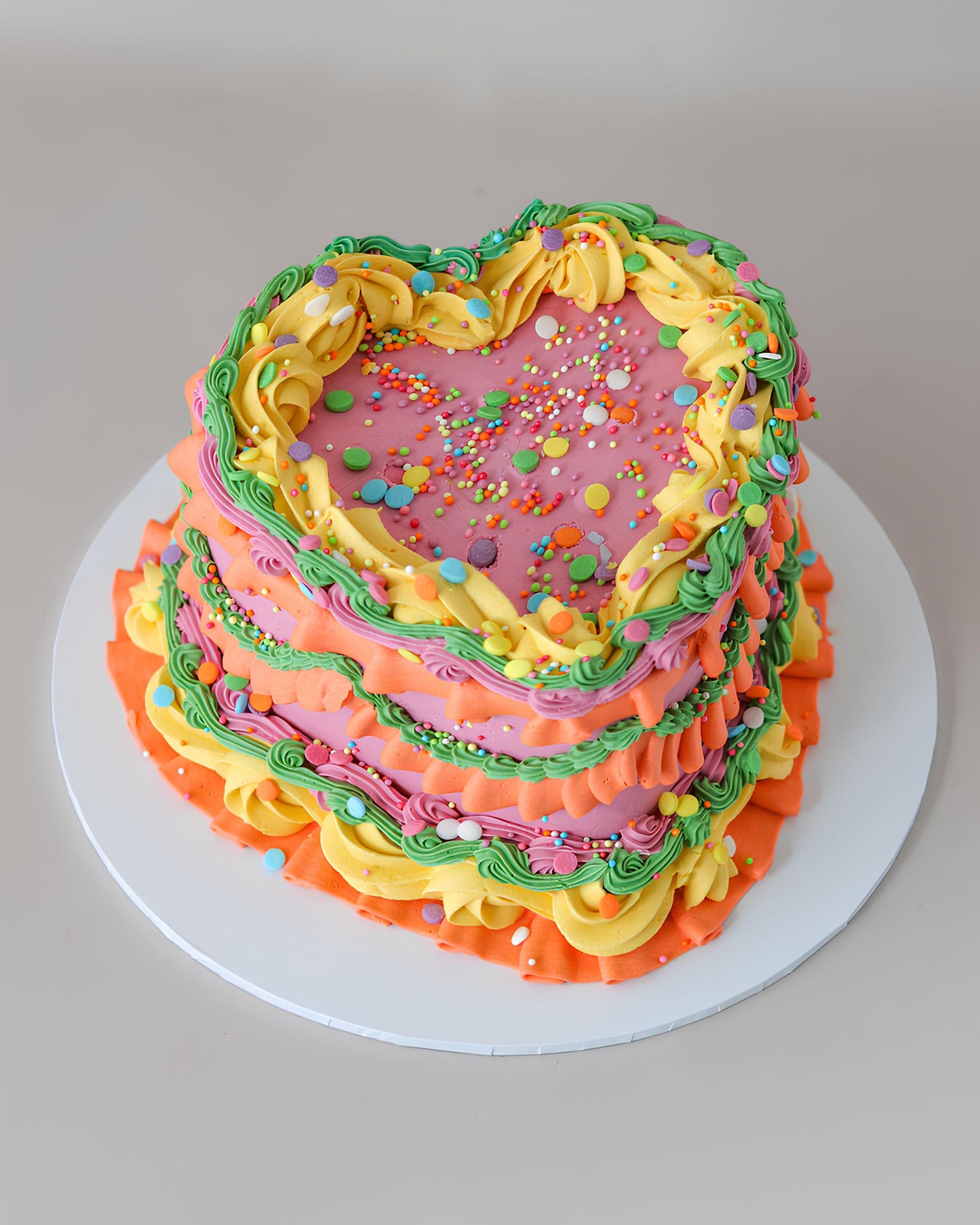 Colourful Rainbow sprinkle  vintage heart cake