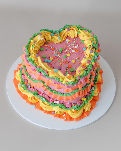 Colourful Rainbow sprinkle  vintage heart cake