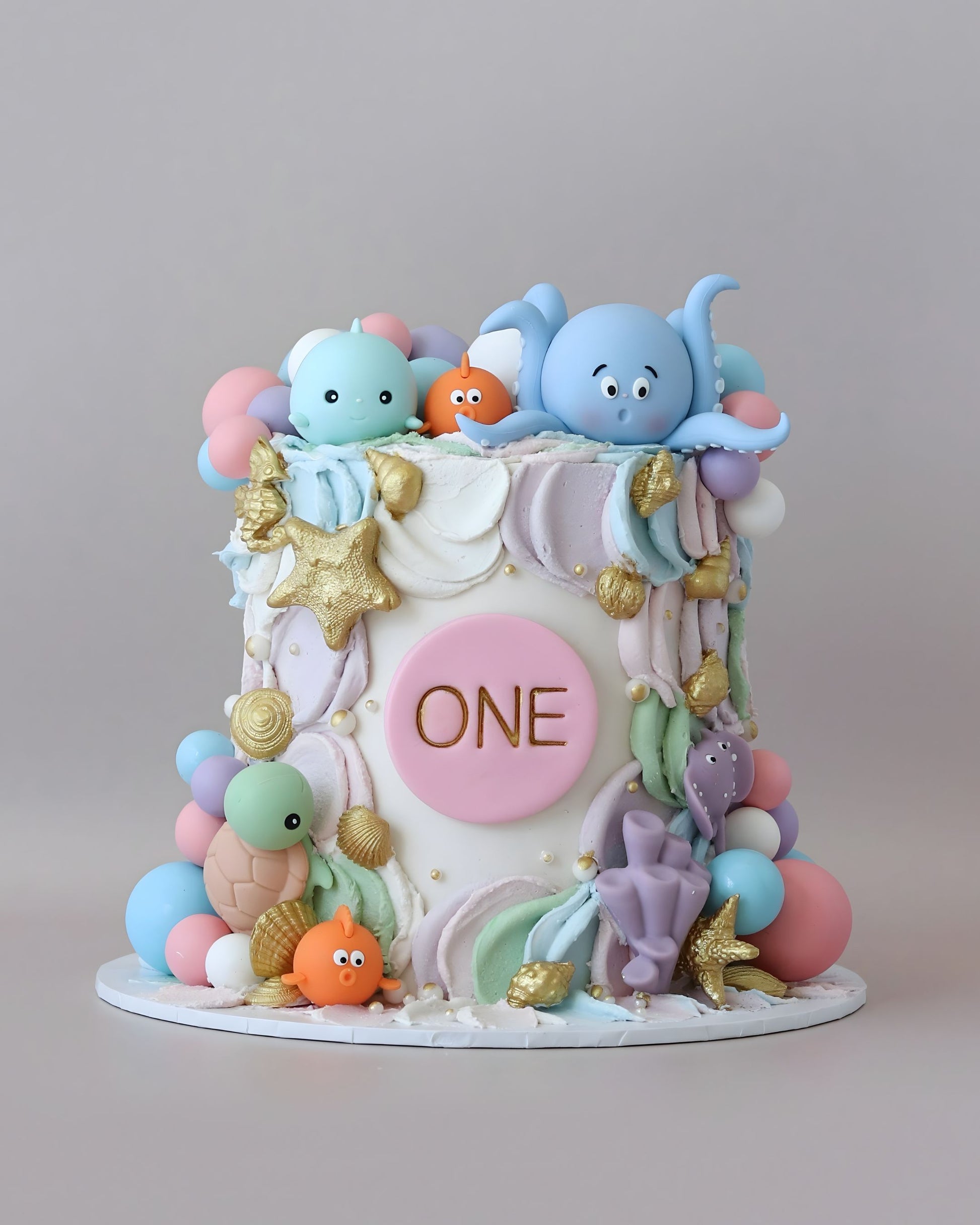 Colourful Pastel Under The Sea Creatures Theme Cake - Bel Bear Bakes