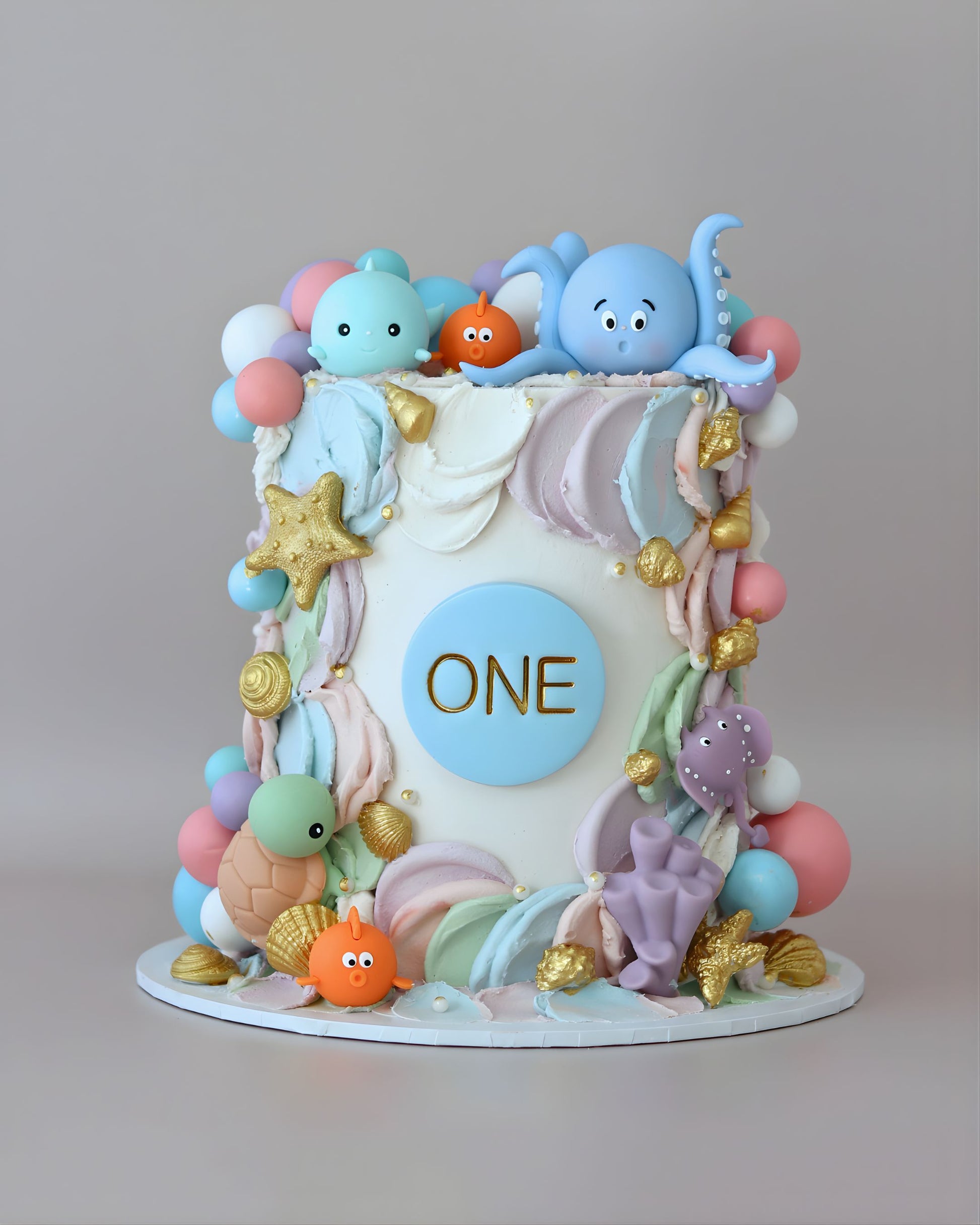 Colourful Pastel Under The Sea Creatures Theme Cake - Bel Bear Bakes