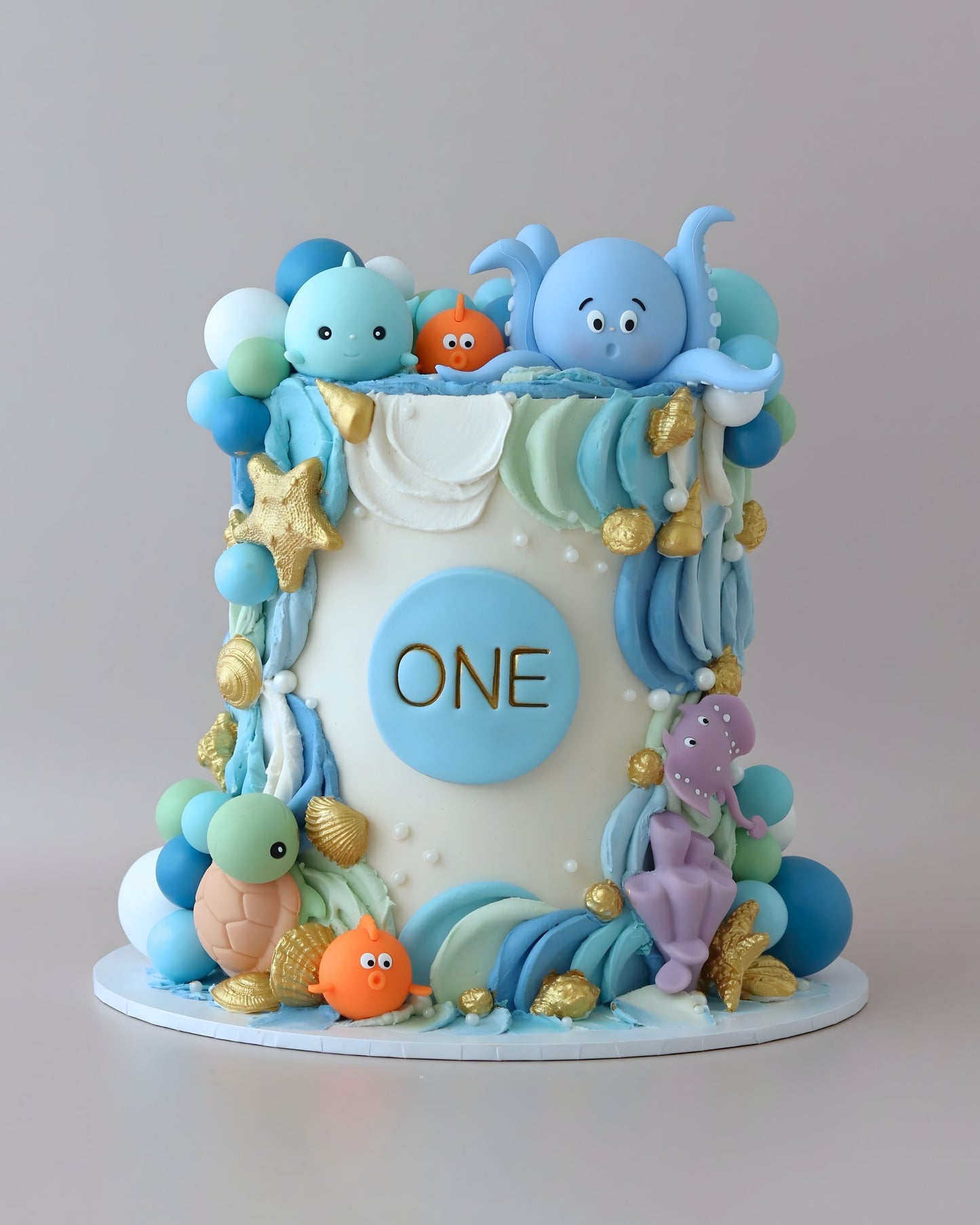 Colourful Pastel Under The Sea Creatures Theme Cake - Bel Bear Bakes