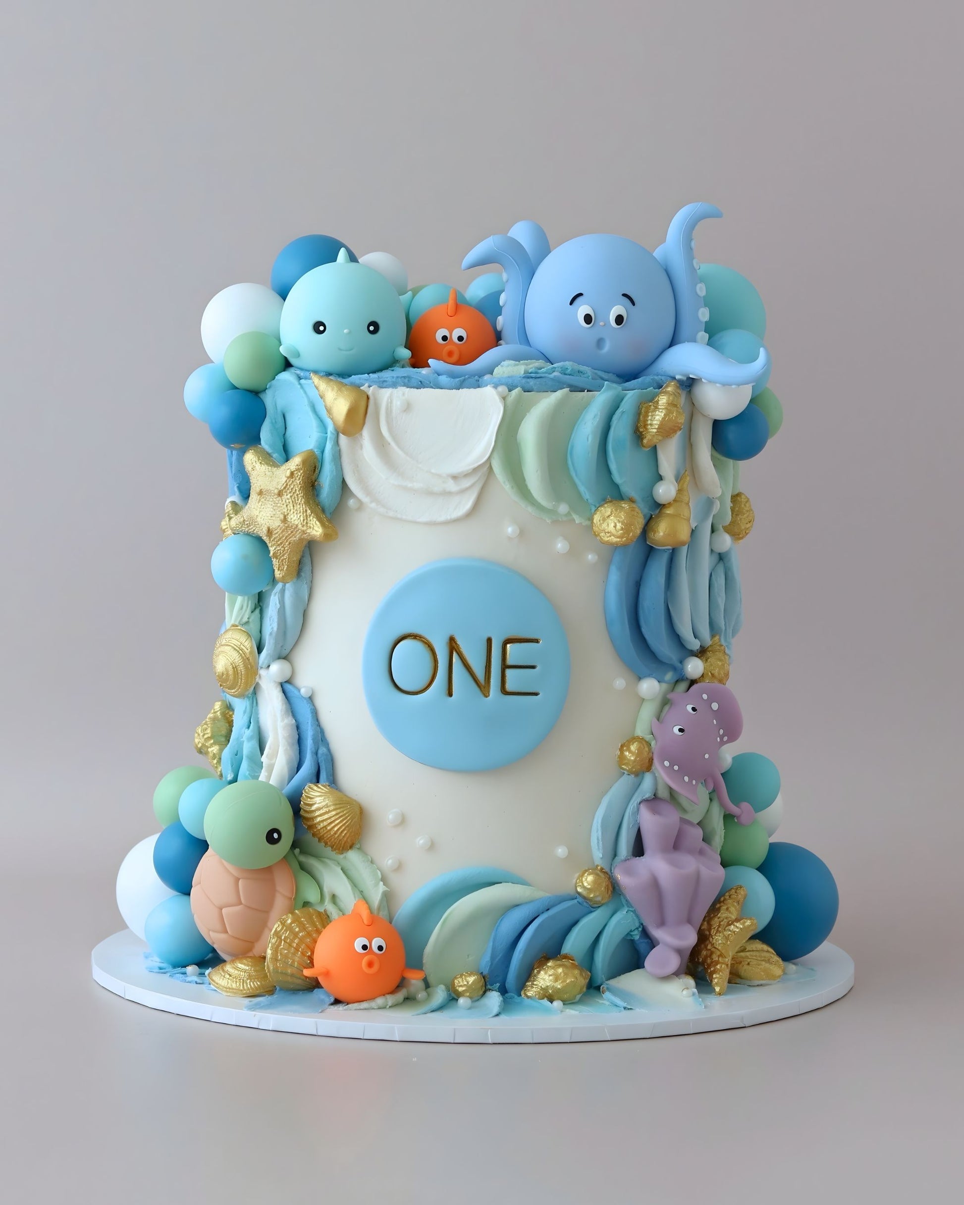 Colourful Pastel Under The Sea Creatures Theme Cake - Bel Bear Bakes