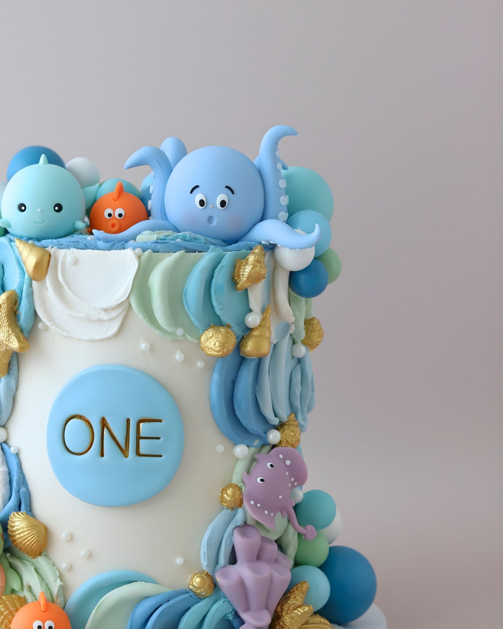 Colourful Pastel Under The Sea Creatures Theme Cake - Bel Bear Bakes