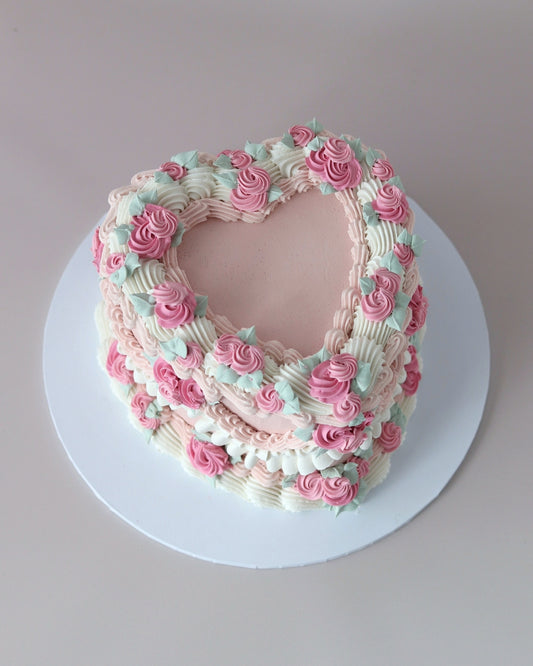 Blossom Vintage Heart Cake -  Bel Bear Bakes