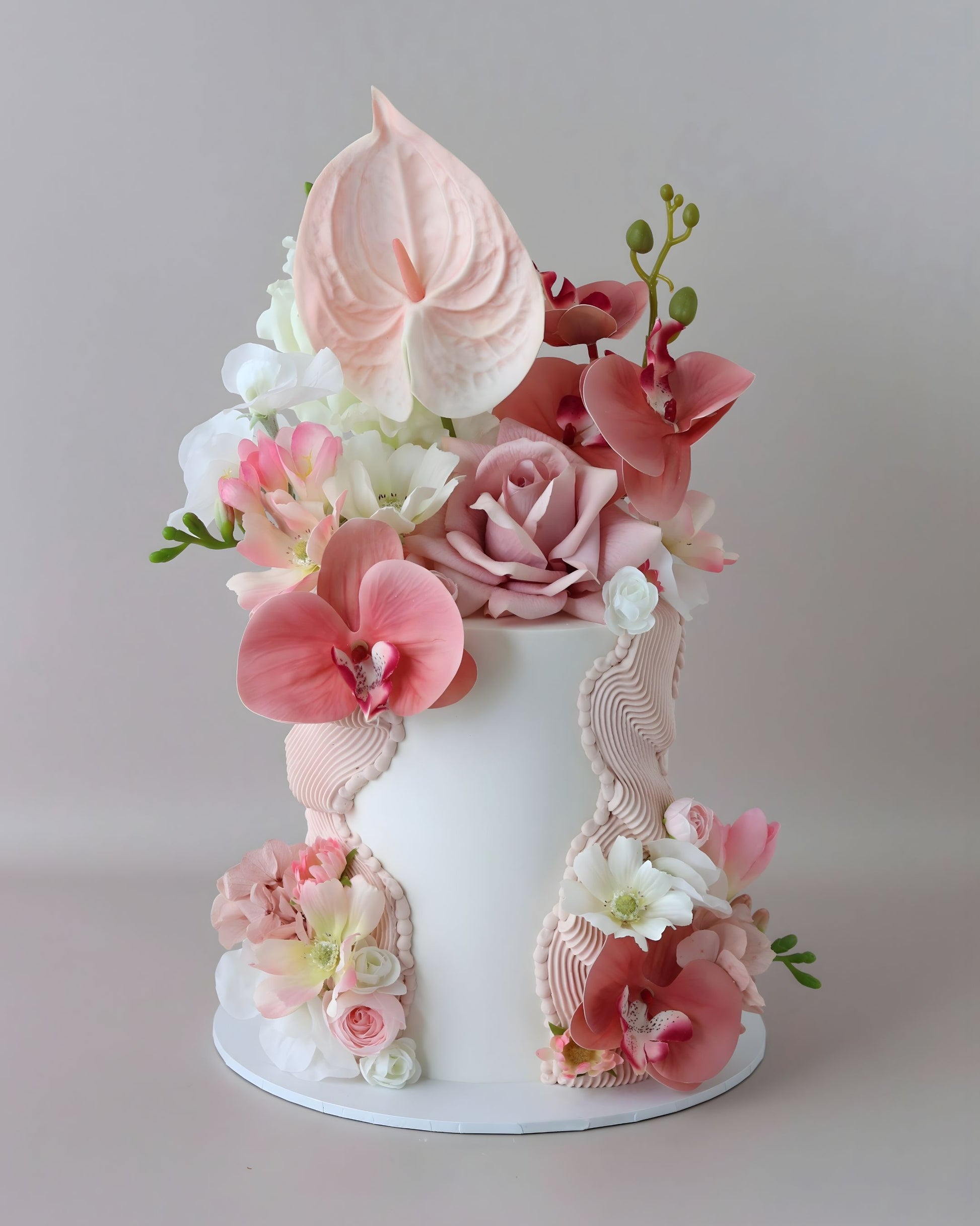 Dusty Pink Floral Celebration Cake -  Bel Bear Bakes