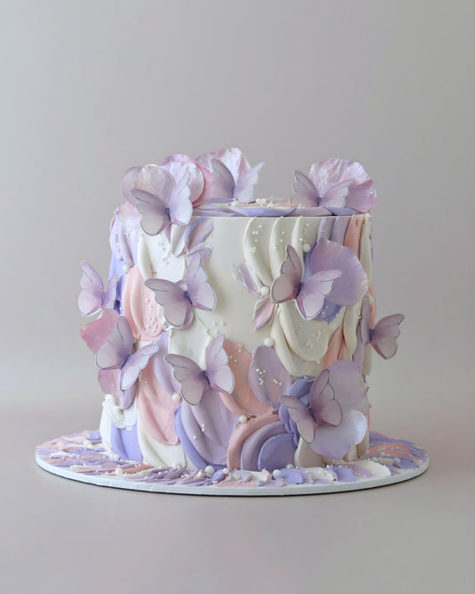 Pink and Purple Texture Butterfly Cake - Bel Bear Bakes