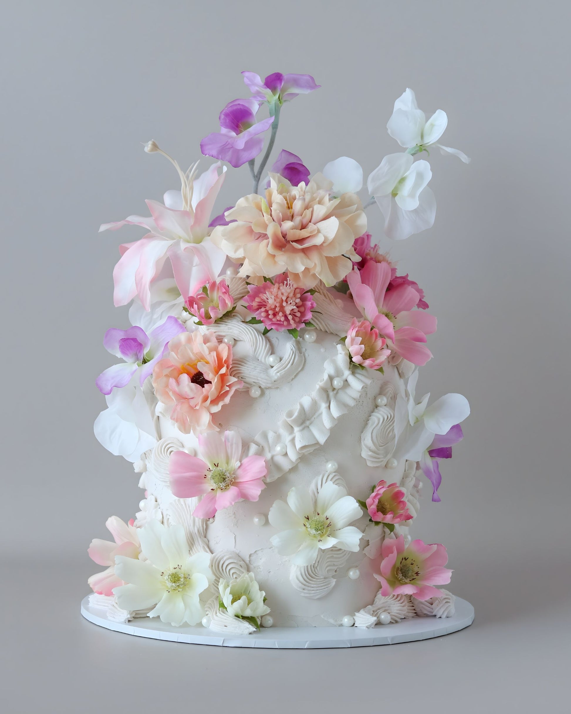 White & Pink Pastel Floral Dome Celebration Cake - Bel Bear Bakes