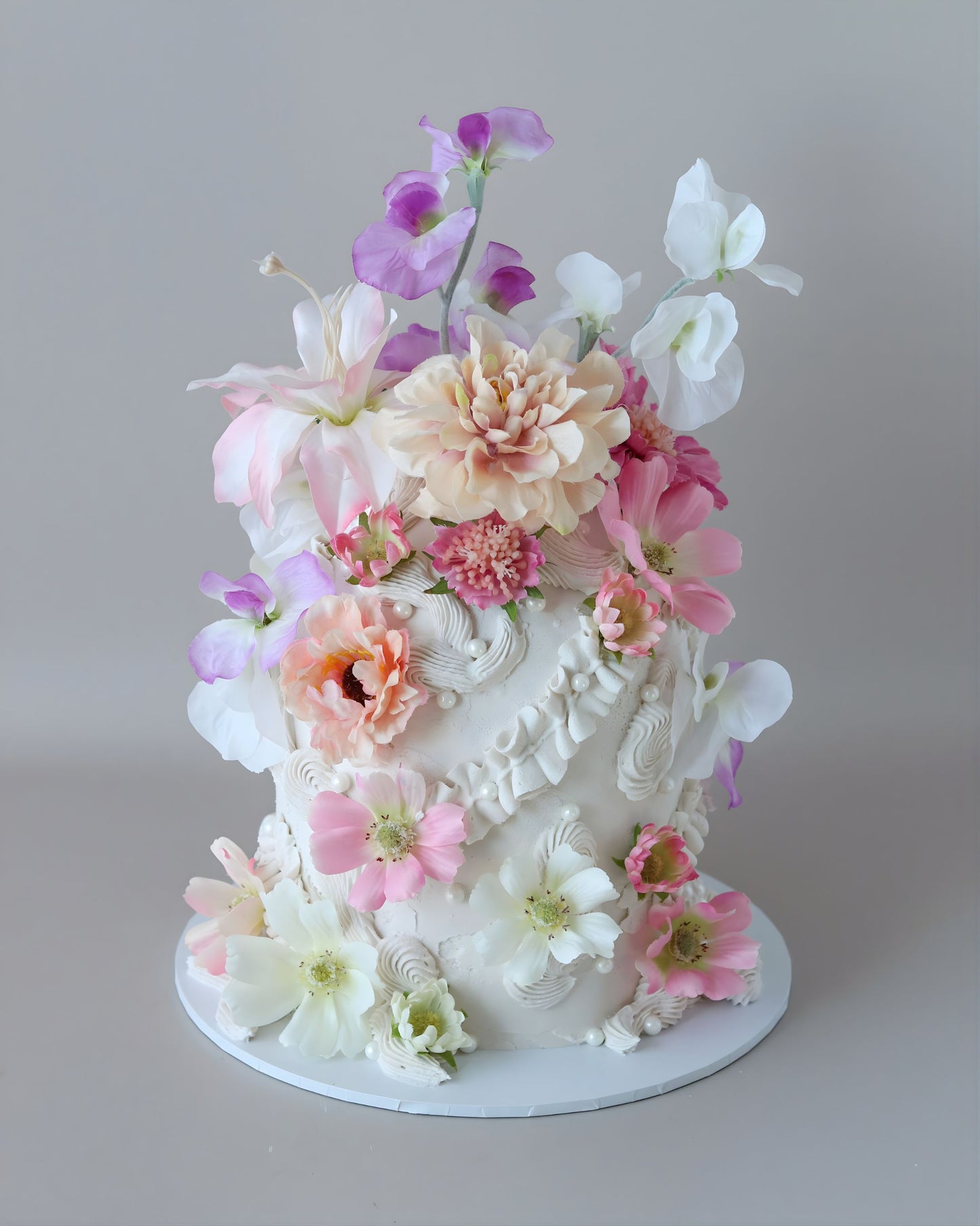 White & Pink Pastel Floral Dome Celebration Cake - Bel Bear Bakes