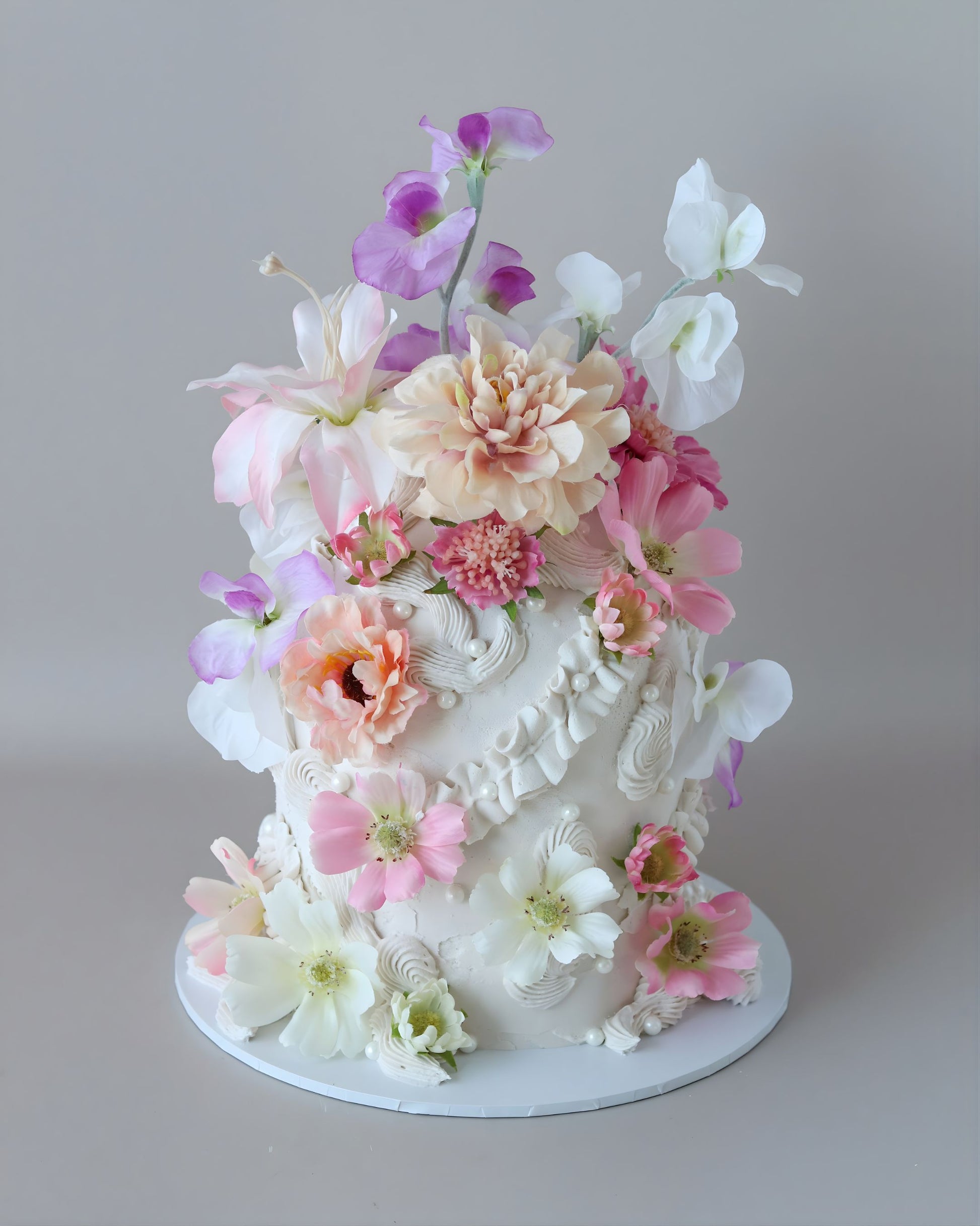 White & Pink Pastel Floral Dome Celebration Cake - Bel Bear Bakes
