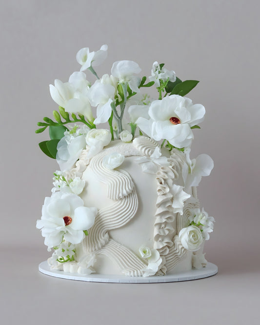White Floral Dome Wedding Cake  - Bel Bear Bakes