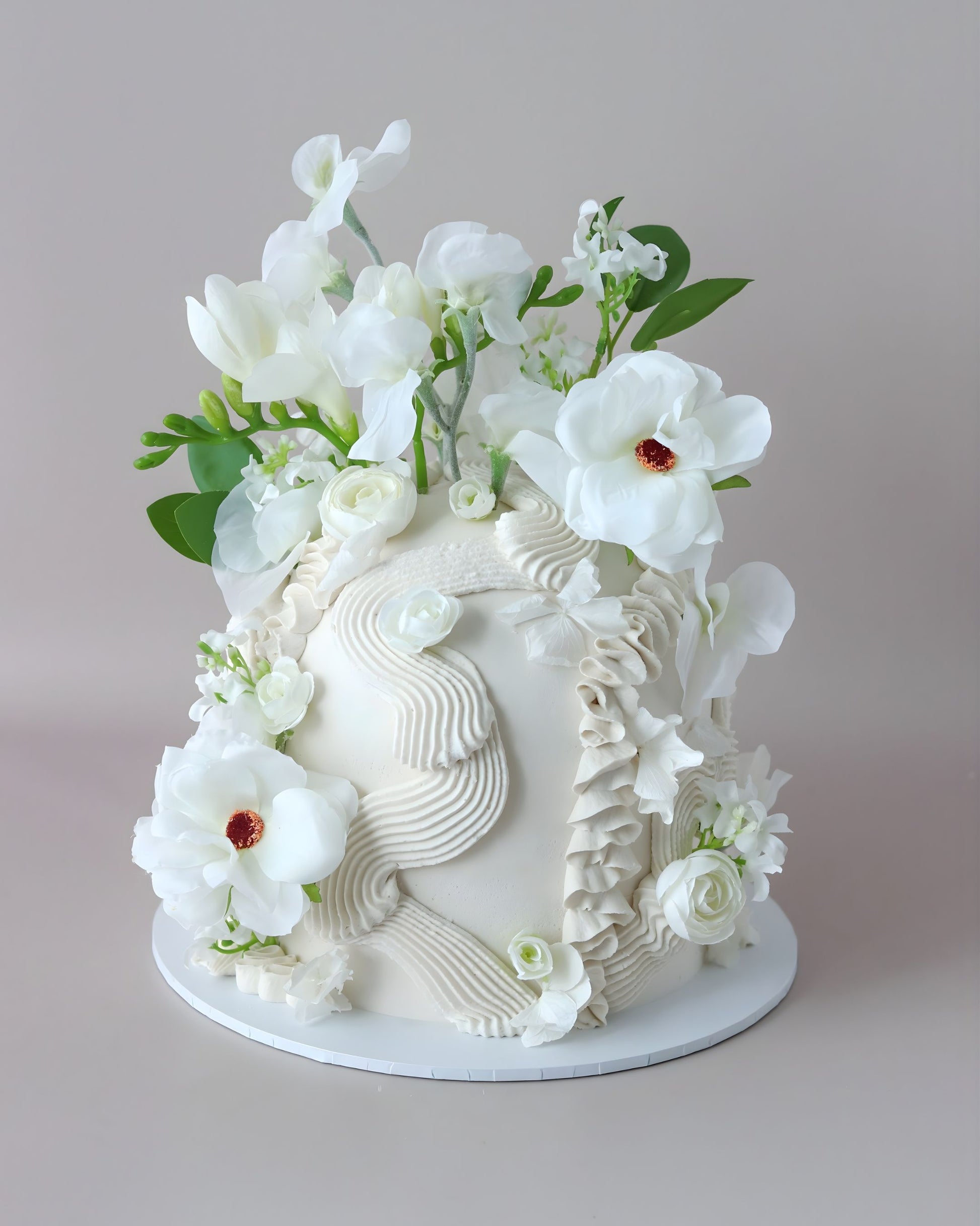 White Floral Dome Wedding Cake  - Bel Bear Bakes