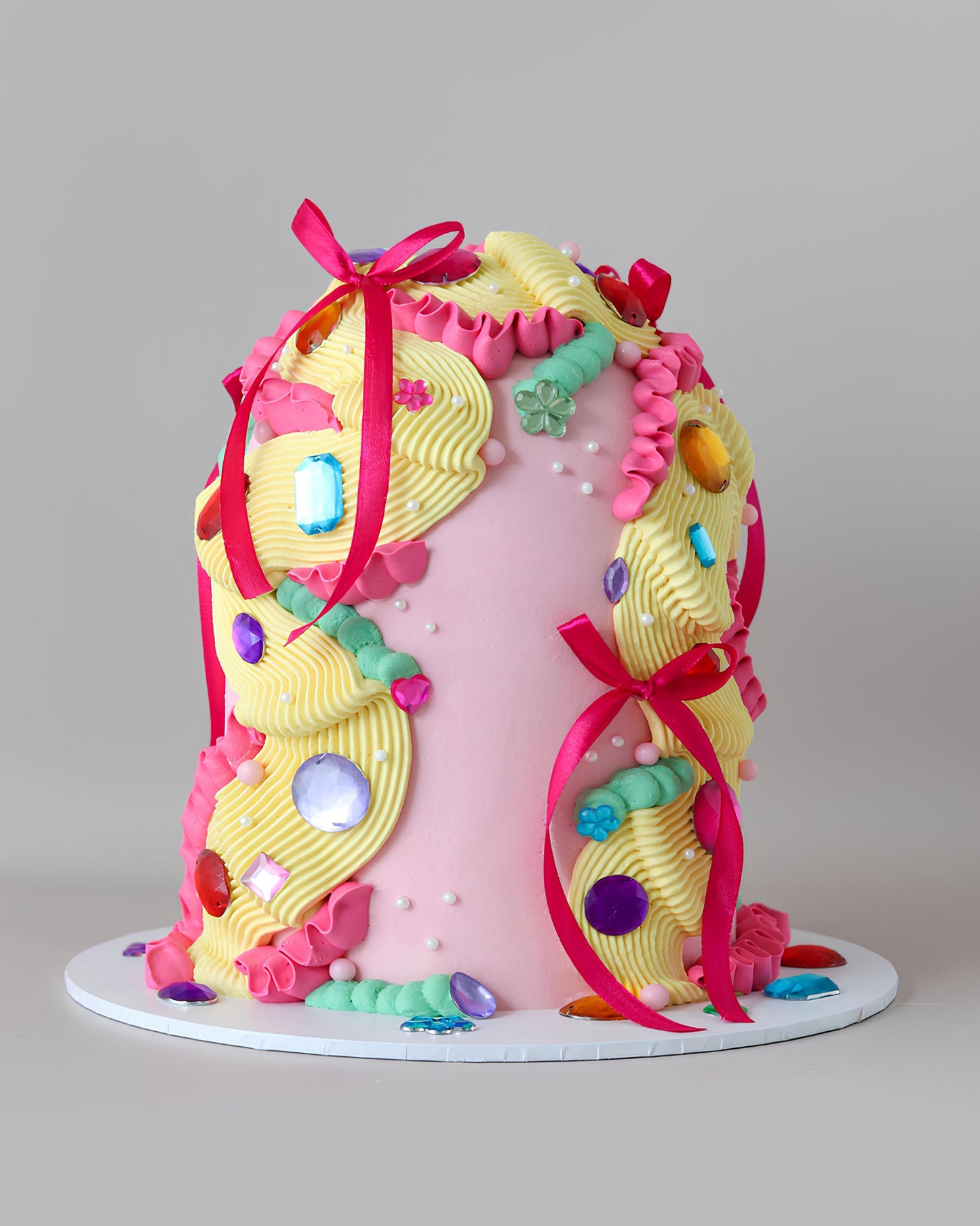 Colourful Gemstone & bow & Gem Cake - Bel Bear Bakes