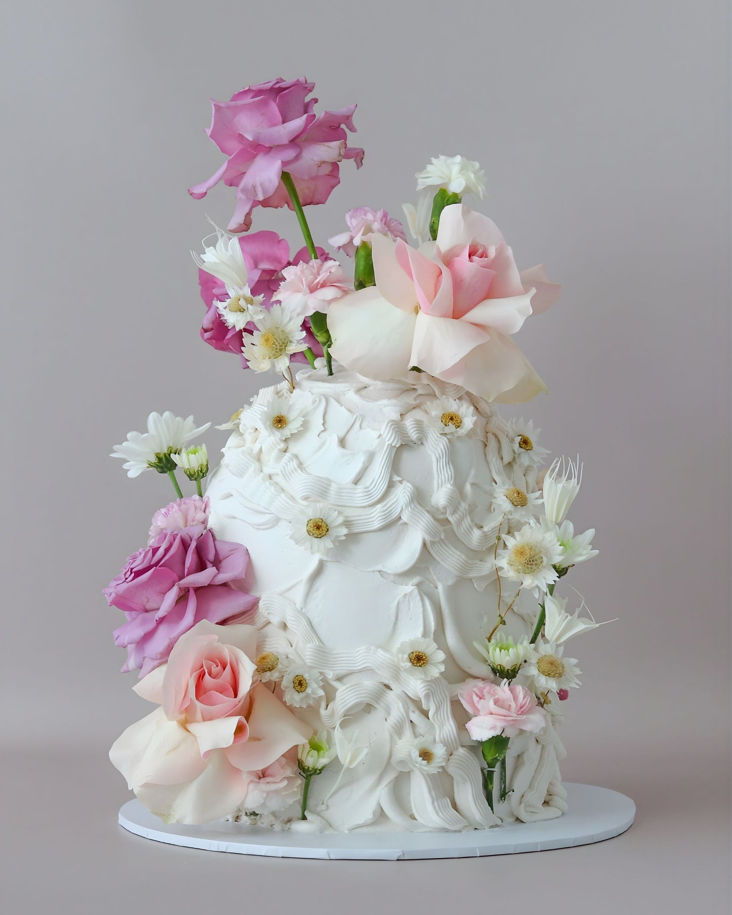 Whimsical Fresh Flower Daisy Dome Cake